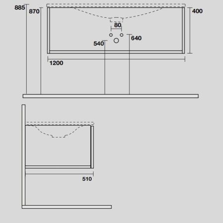 Тумба под раковину Kerasan Shape 9325K3 120х50 подвесная цвет белый