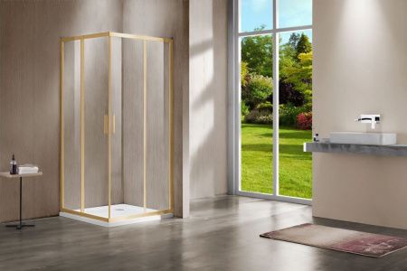 Душевой уголок Vincea Garda VSS-1G9010CLG 100х90 стекло прозрачное профиль золото без поддона