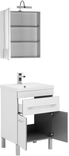 Комплект мебели: тумба с раковиной + зеркало-шкаф Aquanet Верона 00287657 58х48х154,5 напольный - фото 2