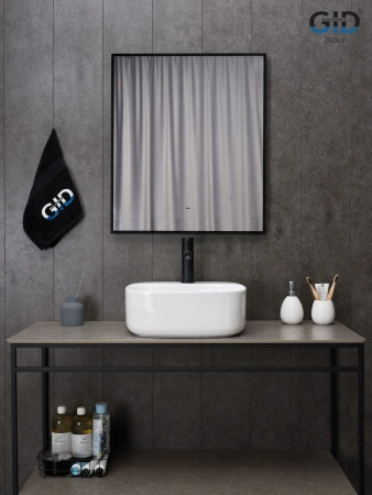 Раковина керамическая Gid Geométrico 51219 40х40 накладная цвет белый 1 отверстие под смеситель