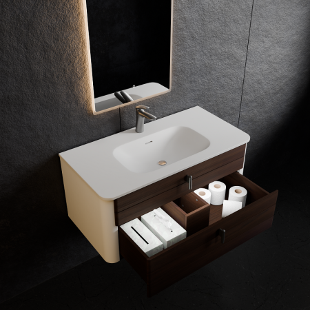 Тумба с раковиной ArtDecco Gabriella (Габриелла) AGB09W24S100 90х50 подвесная цвет коричневый/белый