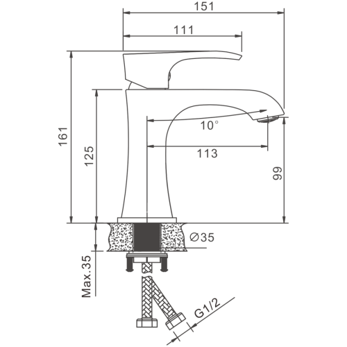 Смеситель BELZ B10507-3 на раковину оружейная сталь - фото 2