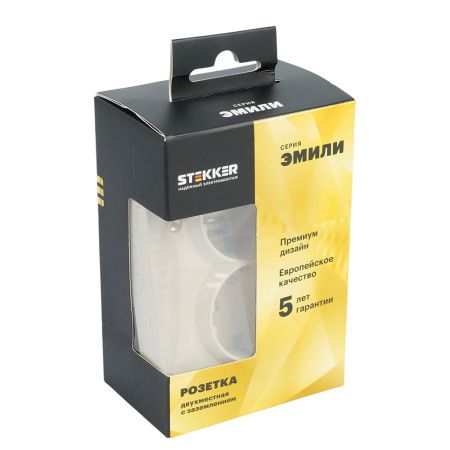 Розетка 2-местная с защитной шторкой Stekker Эмили 49908