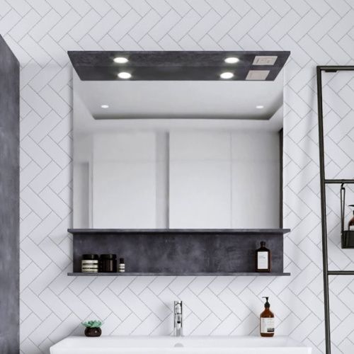 Зеркало с подсветкой Бриклаер 4627125415180 90х90 цвет цемент - фото 2