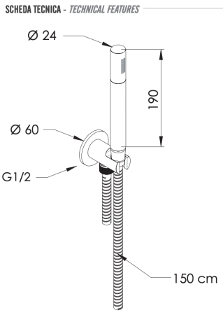 Душевой гарнитур Remer X Style Inox SS337M317MM настенныйу нержавеющая сталь