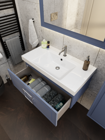 Тумба с раковиной La Fenice CUBO NFNC-01-CUB-BG-80-1-80 80х50 подвесная цвет синий