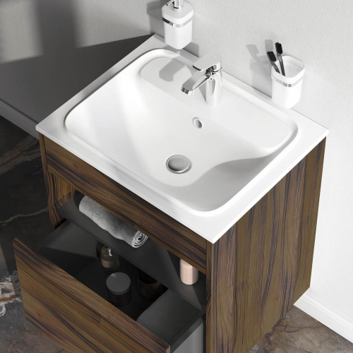 Тумба под раковину Am.Pm Func M8FFUX0601OF 61х49х70 подвесная цвет темное дерево - фото 4