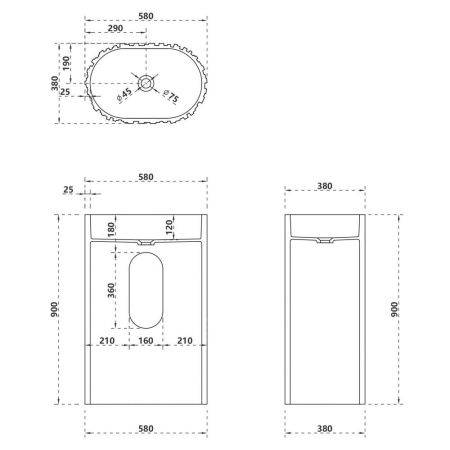 Раковина из искусственного камня Abber STEIN AS2551-H 60х40 напольная цвет белый без отверстий под смеситель