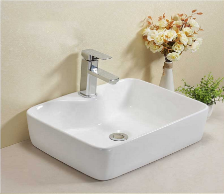 Раковина из санфаянса CeramaLux 7291 49х38 накладная цвет белый 1 отверстие под смеситель