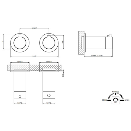 Смеситель для душа Gessi 316 54234#707 встраиваемый в стену черный матовый с термостатом (внешняя часть)