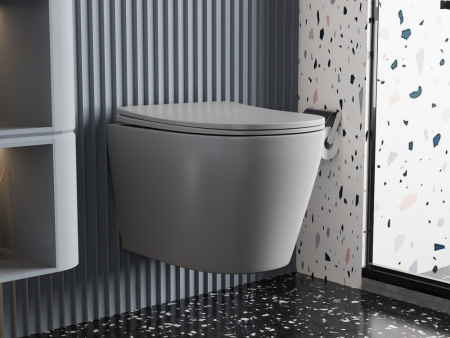 Унитаз подвесной Abber Bequem AC1102MG серый с сиденьем микролифт безободковый каскадный смыв