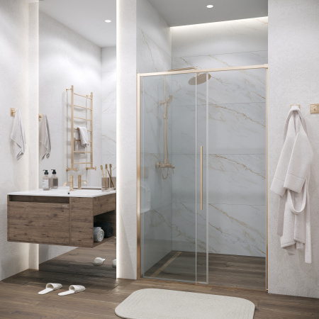 Душевая дверь Grossman Galaxy 100.K33.01.140.32.00 140х195 стекло прозрачное профиль золото глянцевое