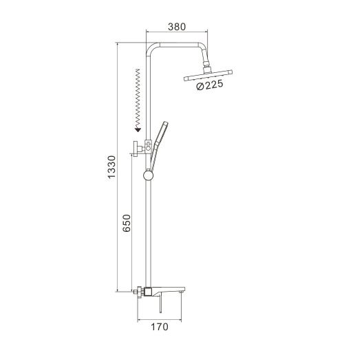 Душевая стойка Shevanik S9736T настенная цвет оружейная сталь - фото 3