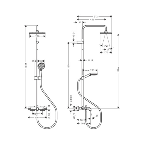 Душевая стойка Hansgrohe Vernis Shape 26098000 настенная цвет хром с термостатом - фото 2