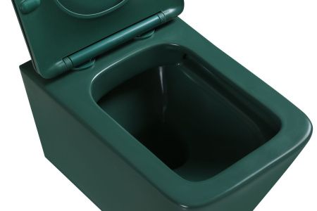 Унитаз подвесной SantiLine SL-5007G цвет зеленый с сиденьем микролифт безободковый смыв воронка-водоворот