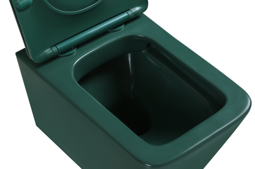 Унитаз подвесной SantiLine SL-5007G цвет зеленый матовый с сиденьем микролифт безободковый смыв воронка-водоворот - фото 2