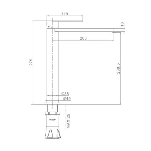 Смеситель Raglo R10 R10.15.09 на раковину графит - фото 2