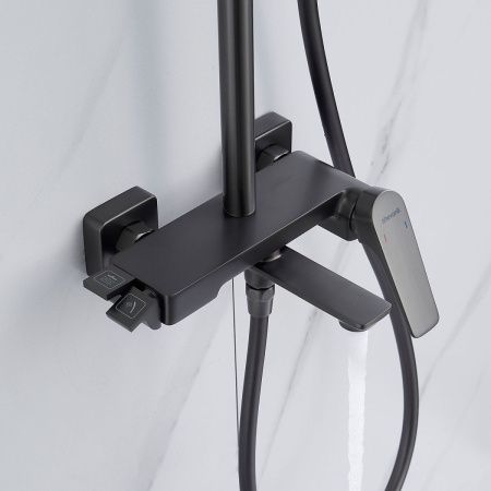 Душевая стойка Shevanik S4226T настенная цвет оружейная сталь
