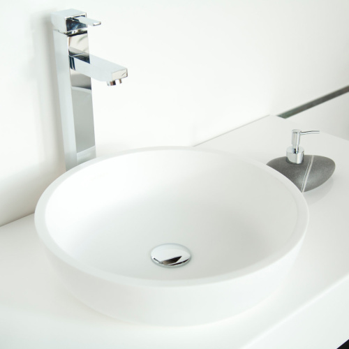 Раковина из искусственного камня MonteBianco Isola Bella 11092 41х41 встраиваемая цвет белый матовый без отверстий под смеситель - фото 2