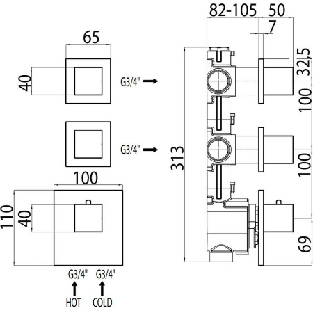 Смеситель для душа Bossini Outlets Z032203.030_УЦ встраиваемый в стену хром (мелкие царапины)