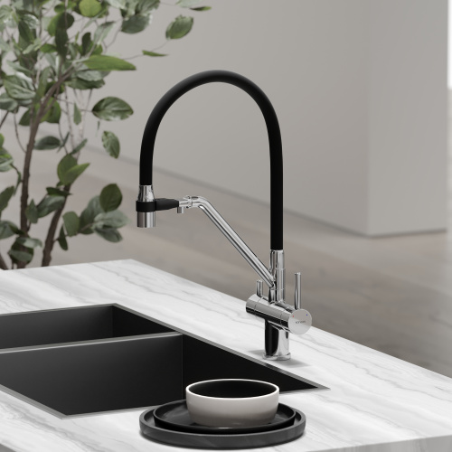 Смеситель для кухни Sancos Dora SC4003CH на мойку хром/черный - фото 3