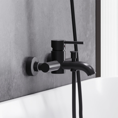 Смеситель для ванны и душа Damixa Scandinavian Pure 361000300 настенный черный без термостата