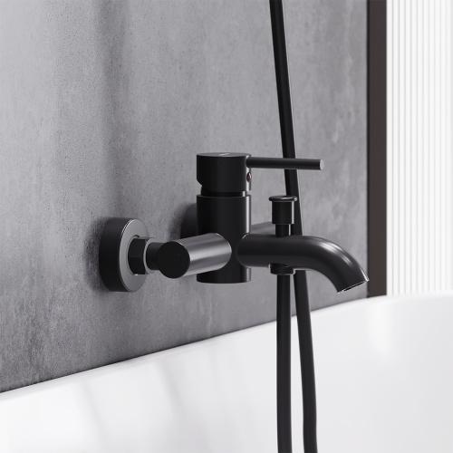 Смеситель для ванны и душа Damixa Scandinavian Pure 361000300 настенный черный без термостата - фото 3