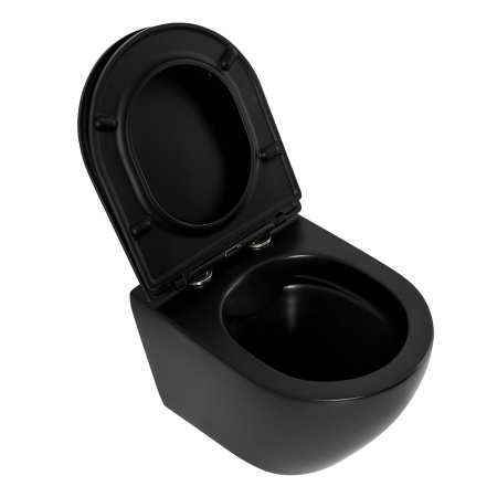 Унитаз подвесной BelBagno COLORATO BB062CHR-MB/BB062SC-MB черный с сиденьем микролифт безободковый каскадный смыв