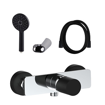 Смеситель для душа AQG Tube 01TUB321NC настенный хром/черный матовый