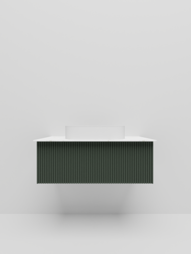 Тумба со столешницей La Fenice TERRA NFNC-01-TER-G-100-3-GG 102х37х47 подвесная цвет серый/зелёный - фото 2