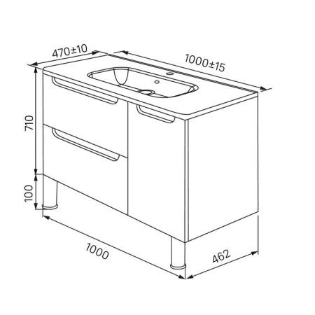 Тумба с раковиной Iddis Edifice EDI10WFi95K 100х50 напольная цвет белый