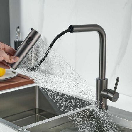 Смеситель для кухни Shevanik S263T на мойку оружейная сталь