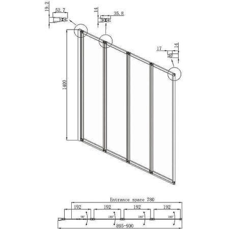 Душевая шторка на ванну Ambassador Bath Screens 16041110L 90х140 стекло прозрачное профиль хром ориентация левая