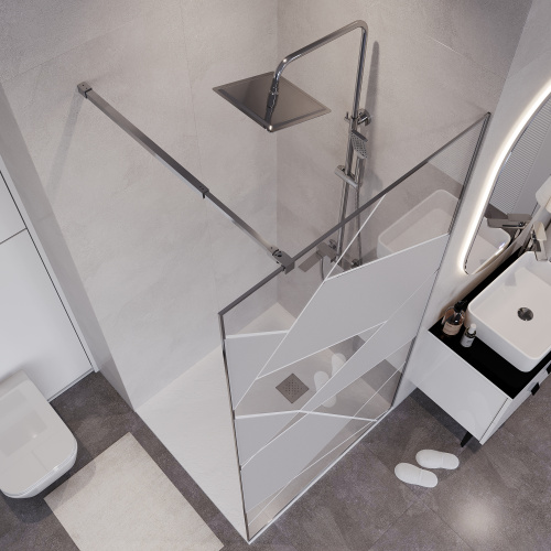 Душевая перегородка Niagara Nova NG-660-90 90х195 стекло прозрачное с рисунком профиль хром глянцевый - фото 5