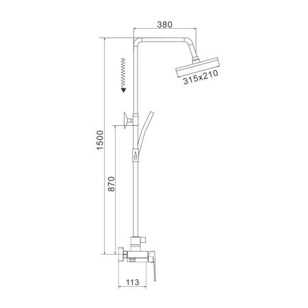Душевая стойка Rose R1836H-6 настенная цвет черный
