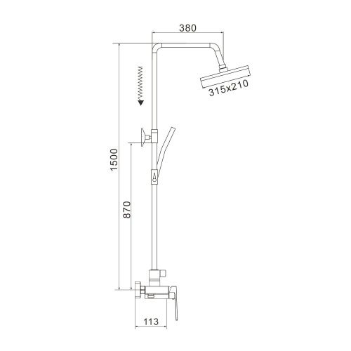 Душевая стойка Rose R1836H-6 настенная цвет черный - фото 3