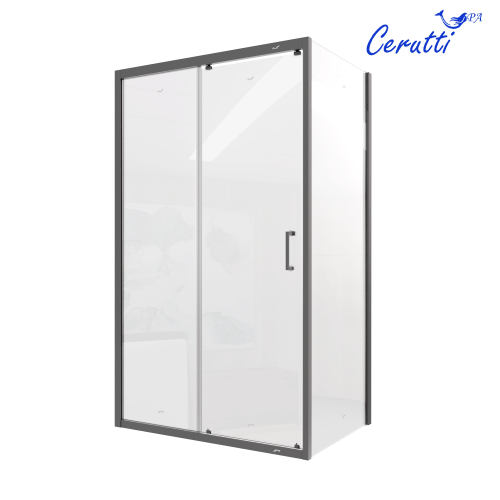 Душевой уголок Cerutti SPA GLORIA120B 80х120 стекло прозрачное профиль черный - фото 2