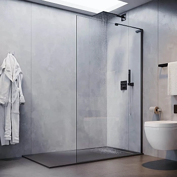 Душевая перегородка Veconi Korato KR77B-110-01-C8 110х200 стекло прозрачное профиль черный матовый Душевая перегородка Veconi Korato KR77B-110-01-C8 110х200 стекло прозрачное профиль черный матовый