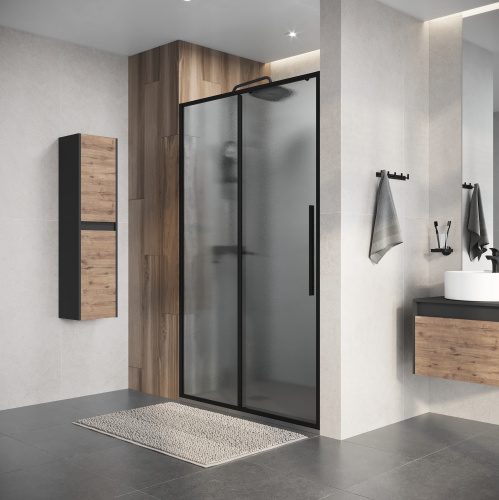 Душевая дверь Niagara Nova NG-84-L11CHB 110х195 стекло шиншилла профиль черный матовый - фото 5