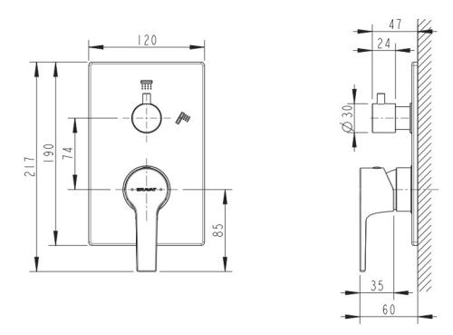 Смеситель для душа Bravat Prolate P69219CP-2-ENG встраиваемый в стену хром - фото 2