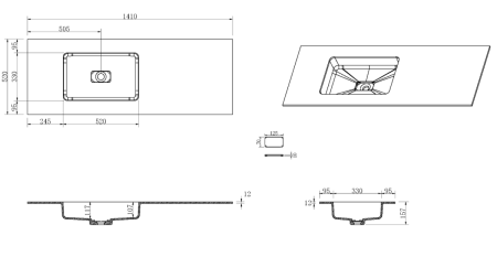 Раковина акриловая Armadi Art Quatro 793-140-D-L 140х50 накладная цвет бежевый без отверстий под смеситель
