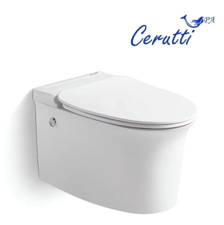Унитаз подвесной Cerutti SPA CT10195 белый с сиденьем микролифт безободковый импульсный смыв