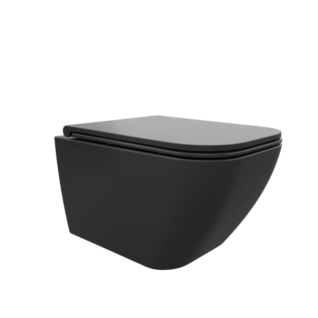 Унитаз подвесной Cerutti SPA CT8920 черный матовый с сиденьем микролифт безободковый каскадный смыв