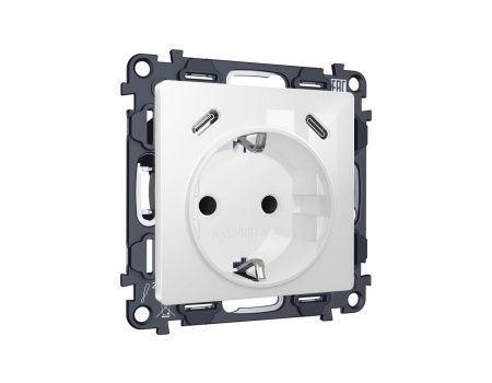 Комплект механизма электрической розетки 2USB С+C 20W с/з на винтовых зажимах 16A-250V Ambrella Volt MA MA110510