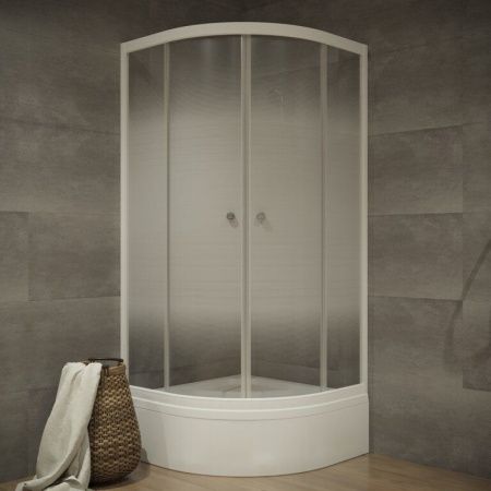 Душевой уголок Тритон Лайт Щ0000061789 100х100 стекло с рисунком профиль белый с поддоном