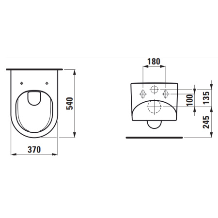 Чаша унитаза подвесная Laufen Sonar 8.2034.1.757.000.1 цвет белый матовый без сиденья безободковая душевой смыв