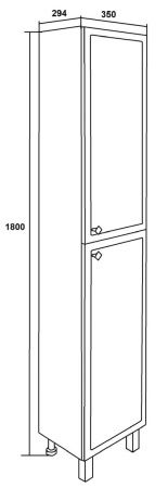 Шкаф-пенал RUNO Римини 00-00001253 35х29х180 напольный цвет белый