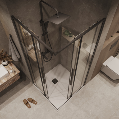 Душевая дверь Grossman Galaxy 1/2.K33.01.80.21.00 80х195 стекло прозрачное профиль черный матовый