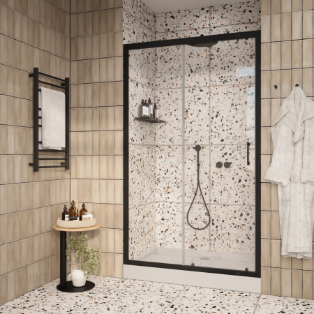 Душевая дверь Cerutti SPA GLORIA D120B 120х195 стекло прозрачное профиль черный