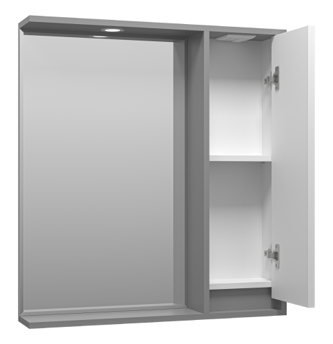 Зеркало-шкаф Brevita Balaton BAL-04075-01-01П 73х14х80 подвесной цвет белый/серый - фото 4 Зеркало-шкаф Brevita Balaton BAL-04075-01-01П 73х14х80 подвесной цвет белый/серый - фото 4